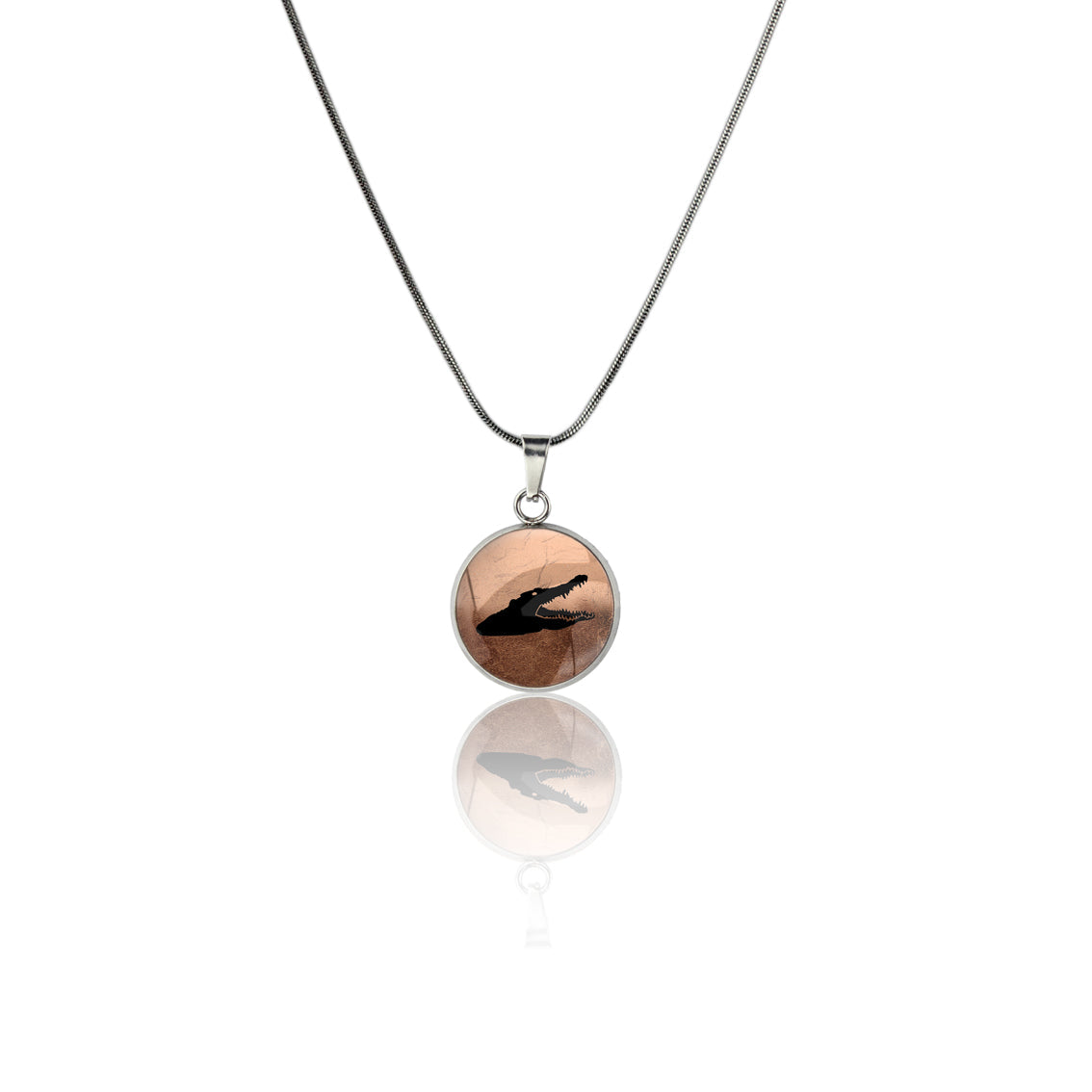 CROCODILE XS CIRCLE PENDANT ON A CHAIN NECKLACE - MFY192S - on Satchel