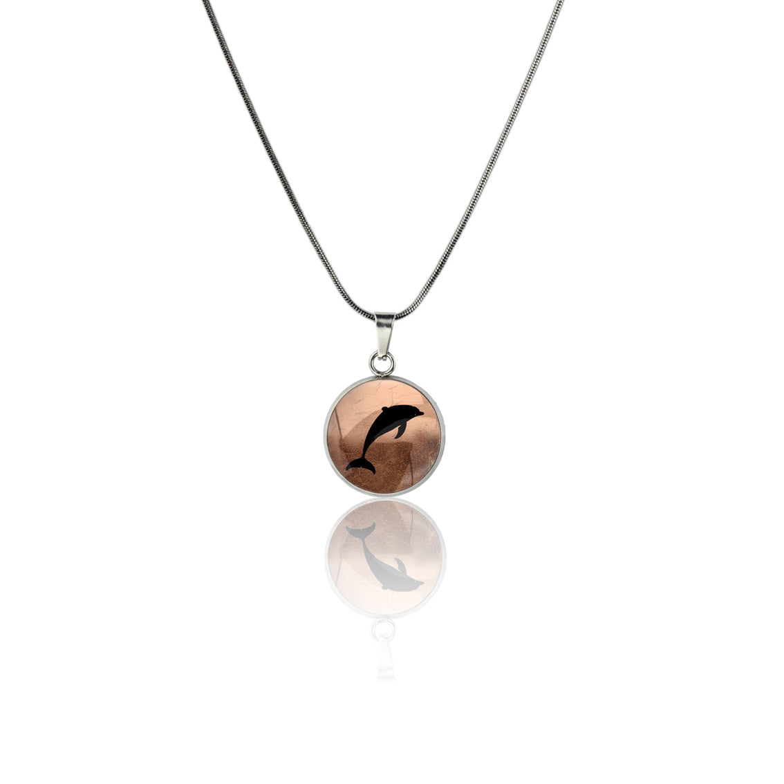DOLPHIN XS CIRCLE PENDANT ON A CHAIN NECKLACE - MFY158S - on Satchel