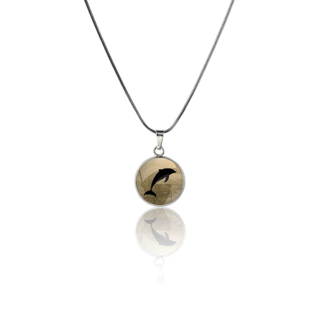 DOLPHIN XS CIRCLE PENDANT ON A CHAIN NECKLACE - MFY158 - in Circle Box