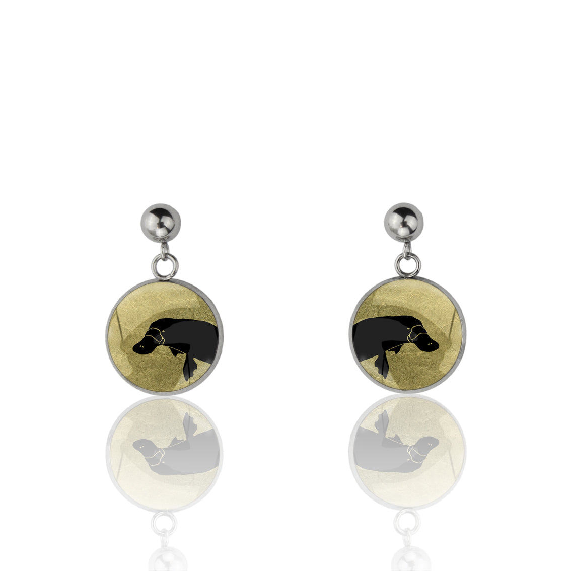 PLATYPUS CLOSE-UP DANGLE DROP CIRCLE EARRINGS - MFY181 - in Circle Box
