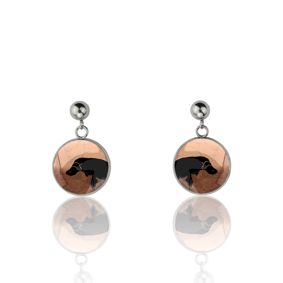 PLATYPUS CLOSE-UP DANGLE DROP CIRCLE EARRINGS - MFY181 - in Circle Box