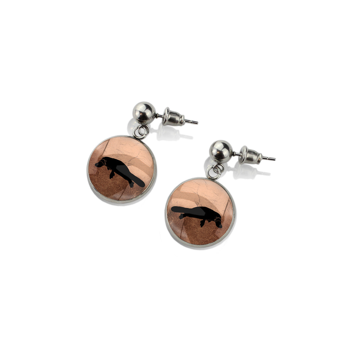 PLATYPUS DANGLE DROP CIRCLE EARRINGS - MFY182 - in Circle Box