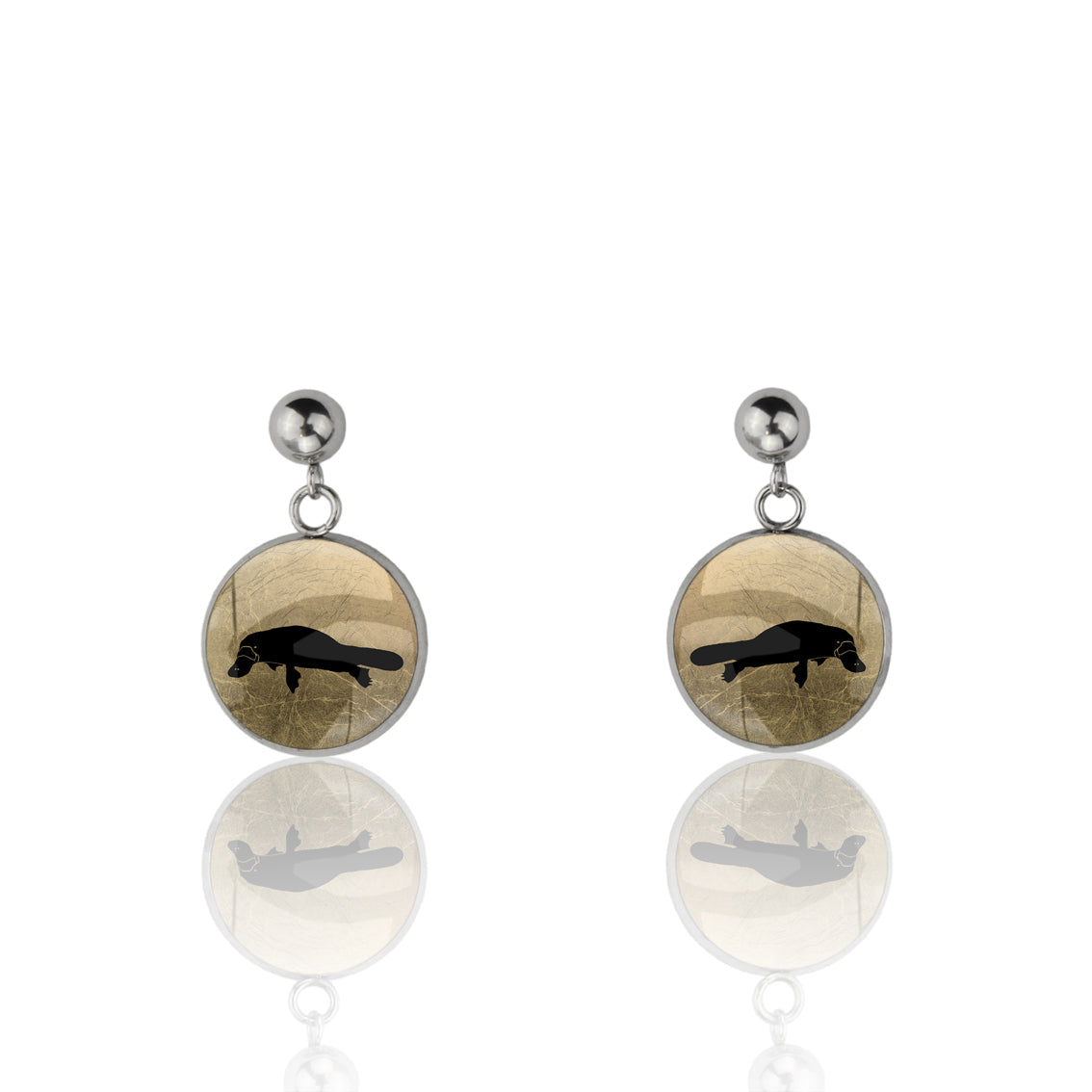 PLATYPUS DANGLE DROP CIRCLE EARRINGS - MFY182 - in Circle Box