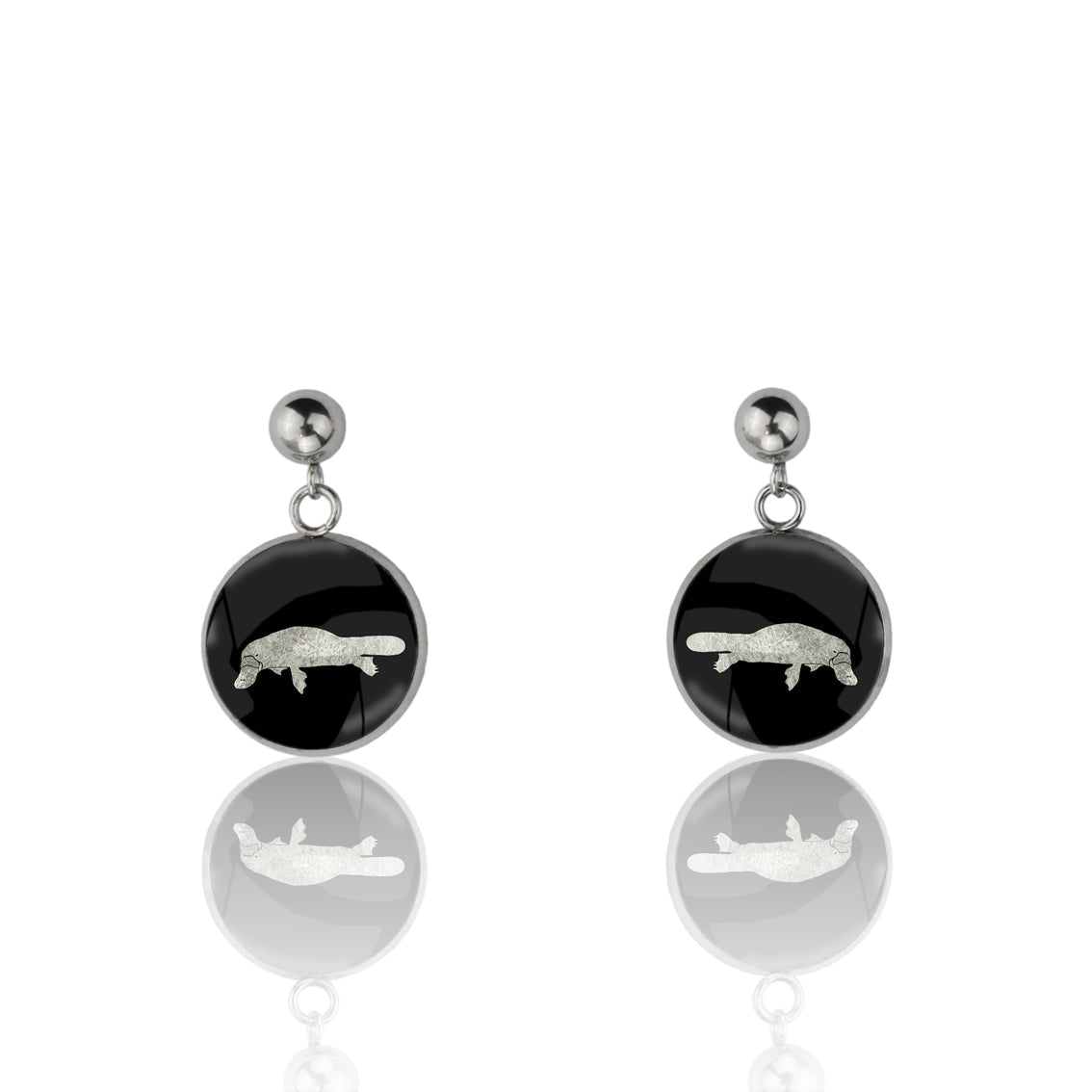 PLATYPUS DANGLE DROP CIRCLE EARRINGS - MFY182 - in Circle Box