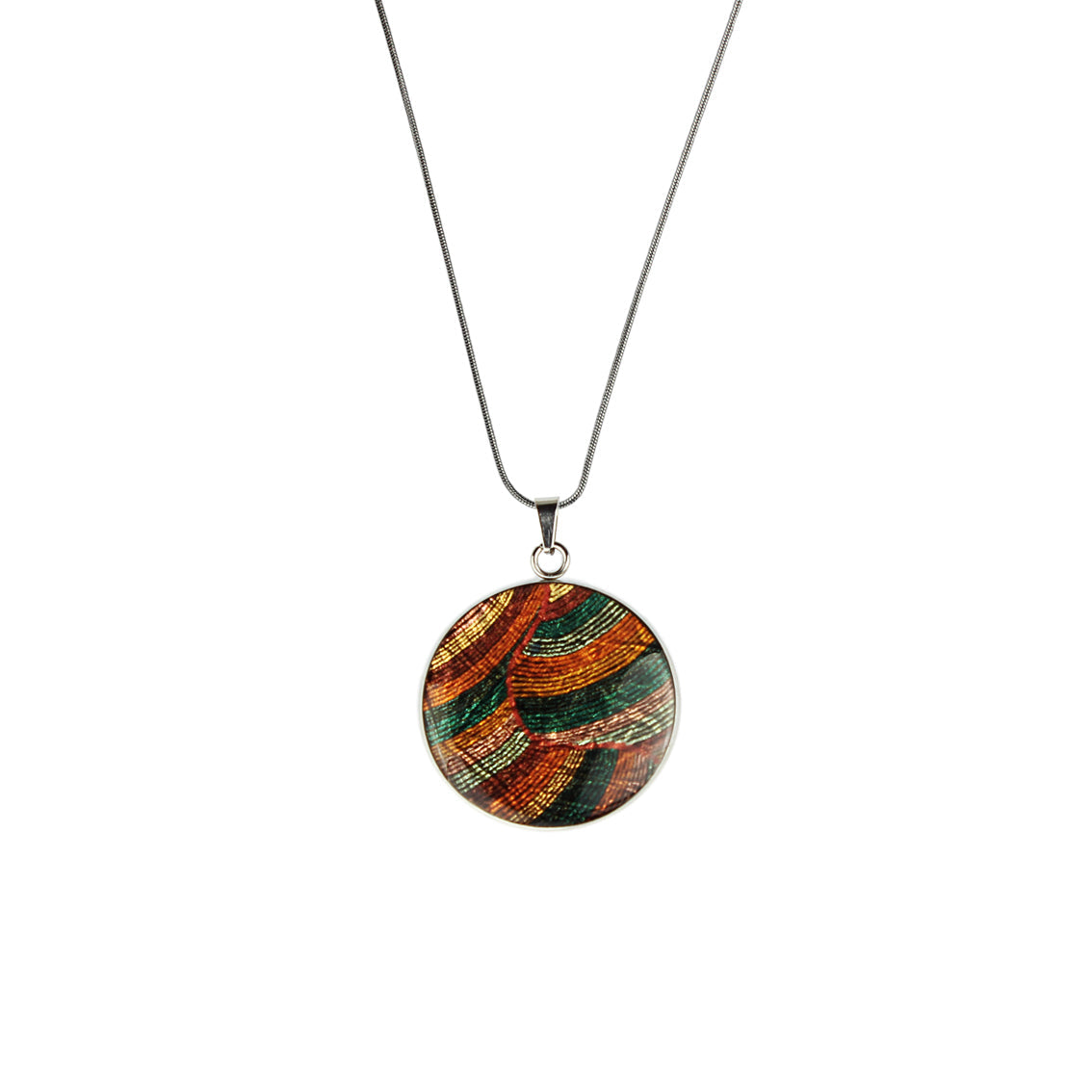 SELINA ORANGE CIRCLE PENDANT ON A CHAIN NECKLACE - SD027 - in Circle Box