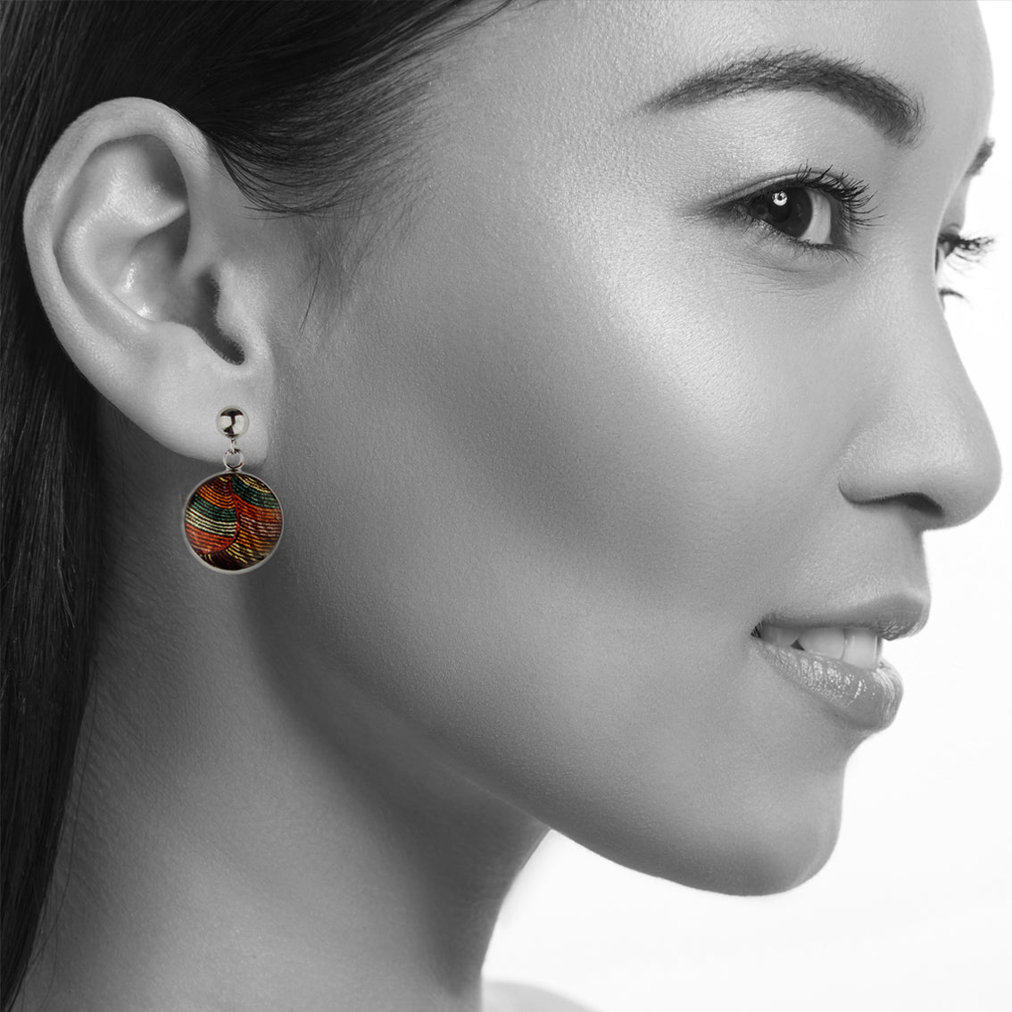 DANDLE DROP SELINA CIRCLE ORANGE EARRINGS - SD020S - on Satchel