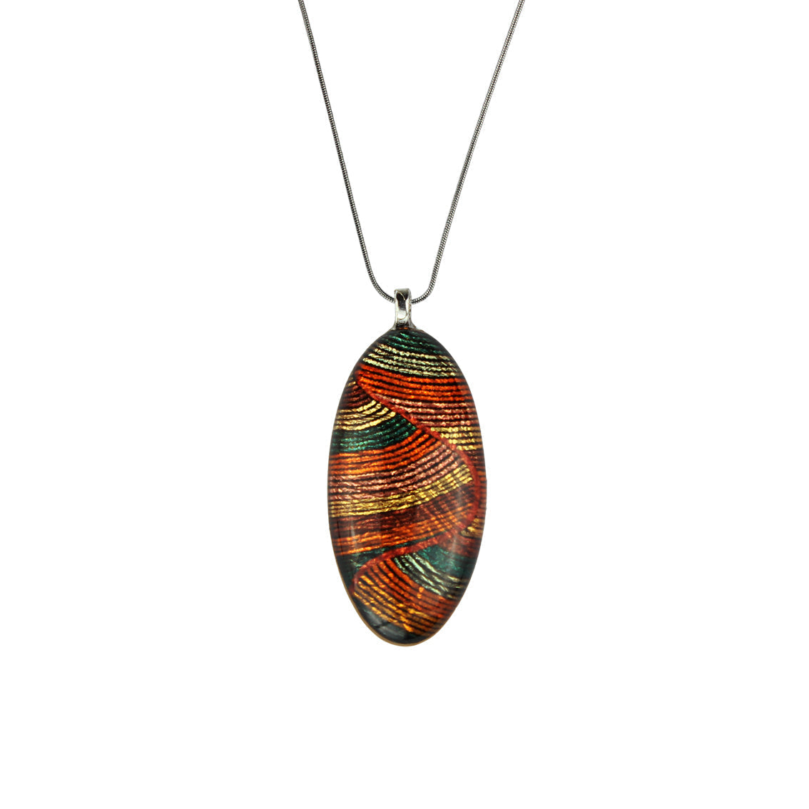 SELINA ORANGE OVAL PENDANT ON A CHAIN NECKLACE - SD029