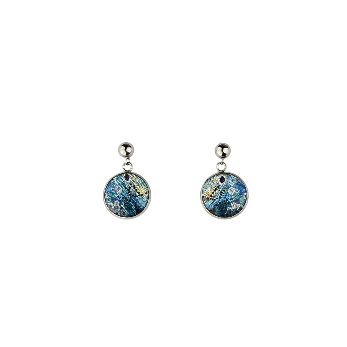 DANDLE DROP BRUSH CIRCLE BLUE EARRINGS - SD150S - on Satchel