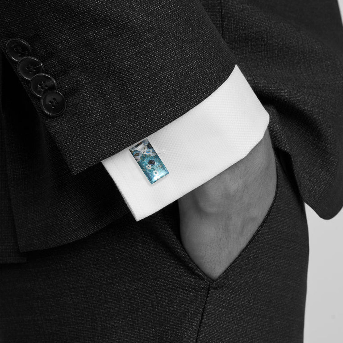BRUSH BLUE ELEGANT CUFFLINKS - SD171