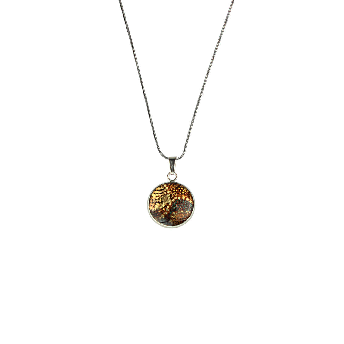 TESS ORANGE XS CIRCLE PENDANT ON A CHAIN NECKLACE - SD178 - in Circle Box