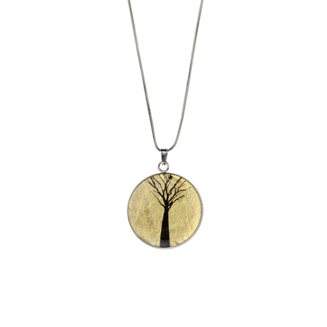 TREE OF LIFE CIRCLE PENDANT ON A CHAIN NECKLACE - M169S - on Satchel