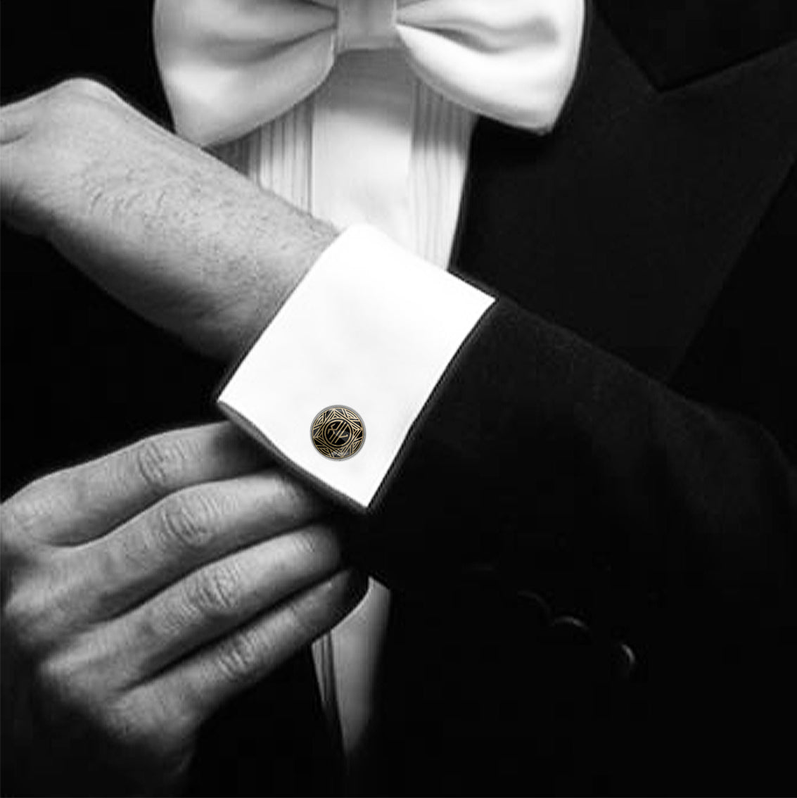 INITIAL GATSBY ART DECO STYLE CIRCLE ELEGANT CUFFLINKS - MFY23