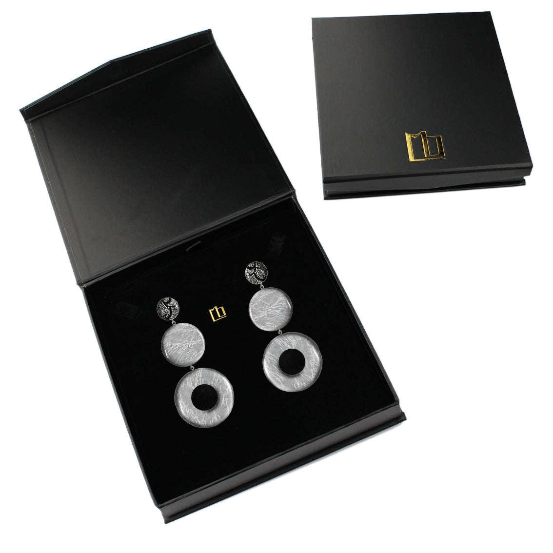 ATHENA TRIPLE OPEN DISC STATEMENT EARRINGS - ST052