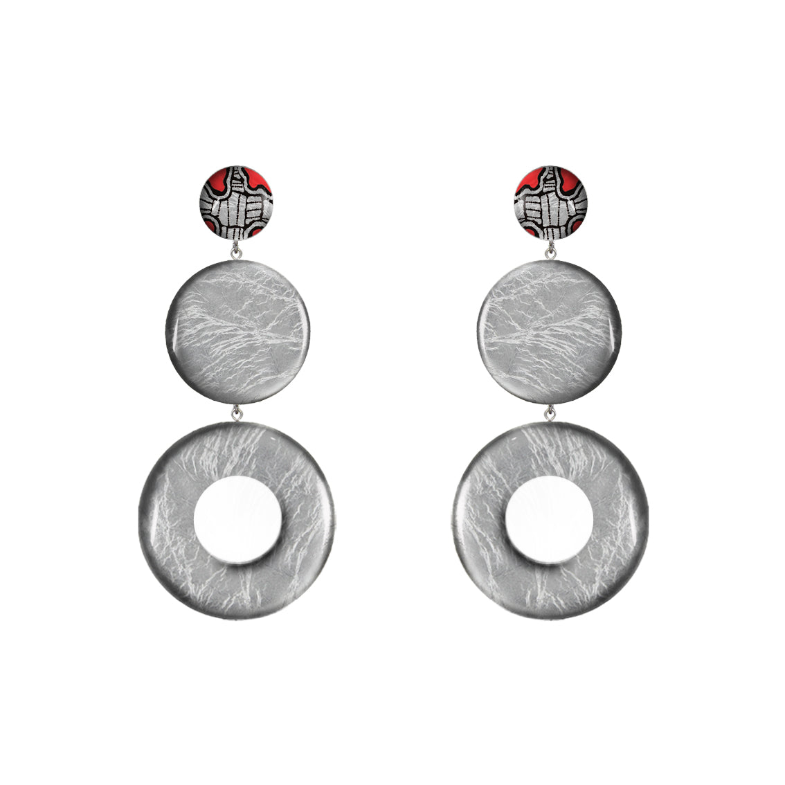 AMELIA TRIPLE OPEN DISC STATEMENT EARRINGS - ST051