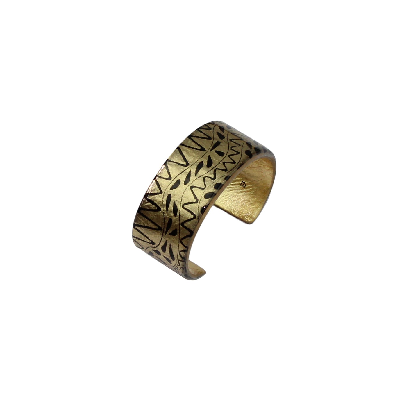 URSULA BLACK AND GOLD ADJUSTABLE WIDE BRACELET - D562