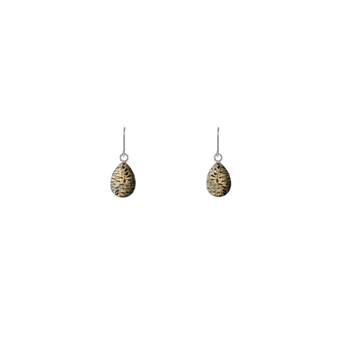 URSULA BLACK AND GOLD DANGLE XS DROP EARRINGS - M018S - on Satchel