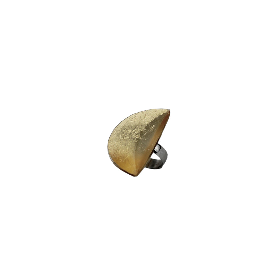 VIRGULE HALF MOON SHAPE LARGE ADJUSTABLE RING - F023
