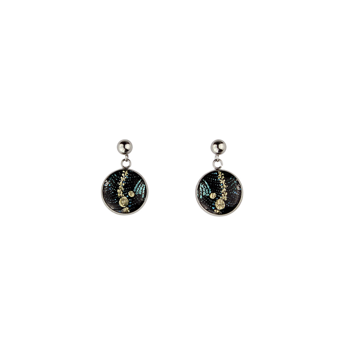 DANDLE DROP WENDY CIRCLE BLACK EARRINGS - SD127S - on Satchel