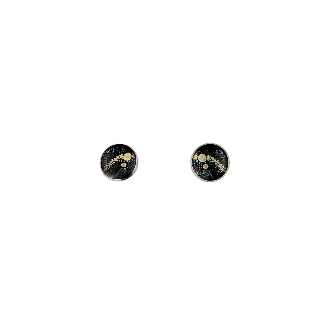 WENDY BLACK STUD EARRINGS - SD126 - in Circle Box