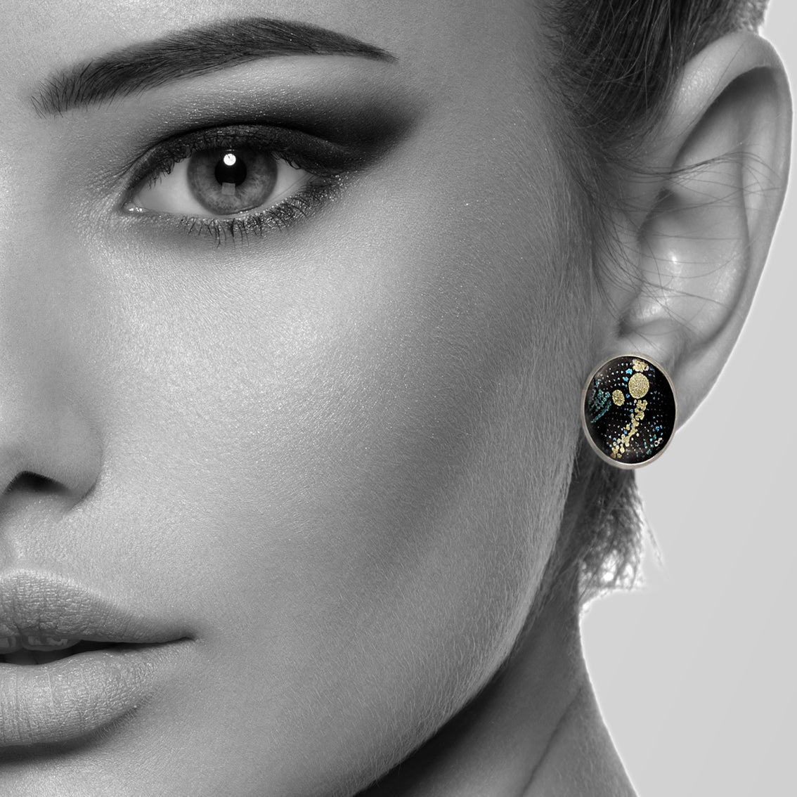 WENDY BLACK STUD EARRINGS - SD126S - on Satchel
