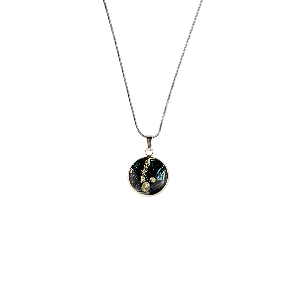 WENDY BLACK XS CIRCLE PENDANT ON A CHAIN NECKLACE - SD133 - in Circle Box