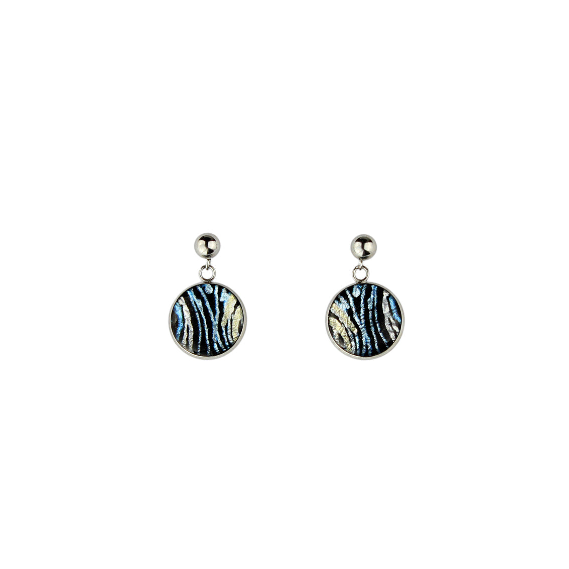 DANDLE DROP WENDY CIRCLE BLUE EARRINGS - SD104S - on Satchel