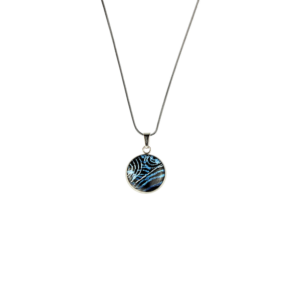 WENDY BLUE XS CIRCLE PENDANT ON A CHAIN NECKLACE - SD111 - in Circle Box