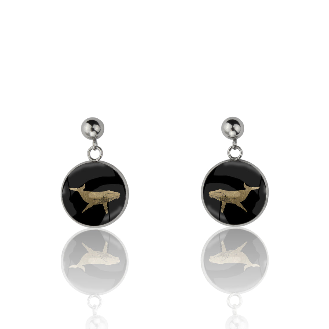 WHALE DANGLE DROP CIRCLE EARRINGS - MFY165S - on Satchel