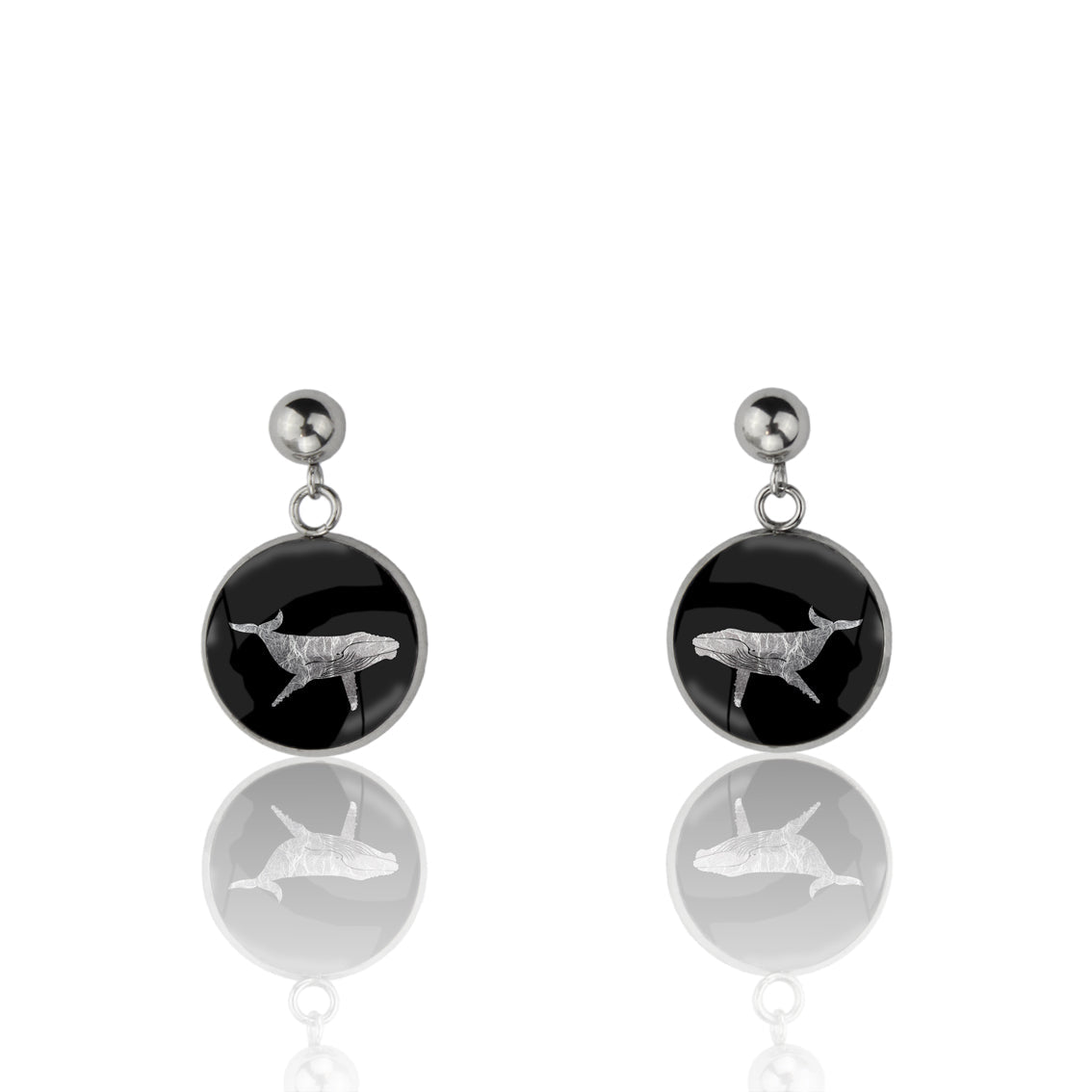 WHALE DANGLE DROP CIRCLE EARRINGS - MFY165S - on Satchel