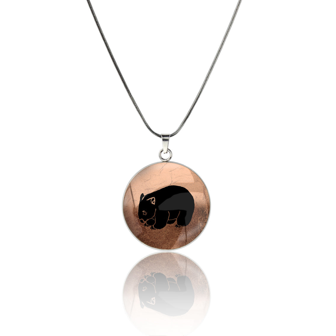WOMBAT CIRCLE PENDANT ON A CHAIN NECKLACE - MFY249S - on Satchel