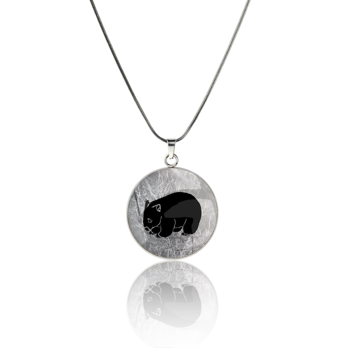 WOMBAT CIRCLE PENDANT ON A CHAIN NECKLACE - MFY249 - in Circle Box