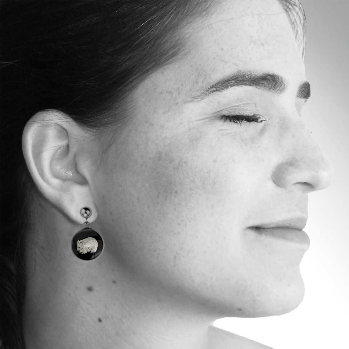 WOMBAT DANGLE DROP CIRCLE EARRINGS - MFY247S - on Satchel