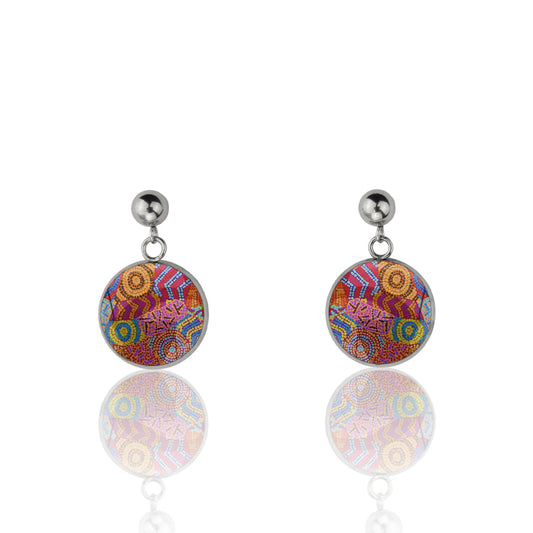 ADRIANA MULTI COLOR DANGLE DROP CIRCLE EARRINGS - M086 - in Circle Box