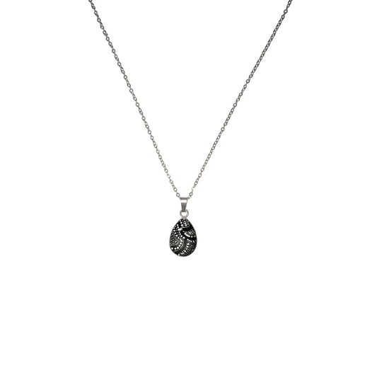 ATHENA BLACK AND WHITE XS DROP PENDANT ON A CHAIN NECKLACE - SD398S - on Satchel
