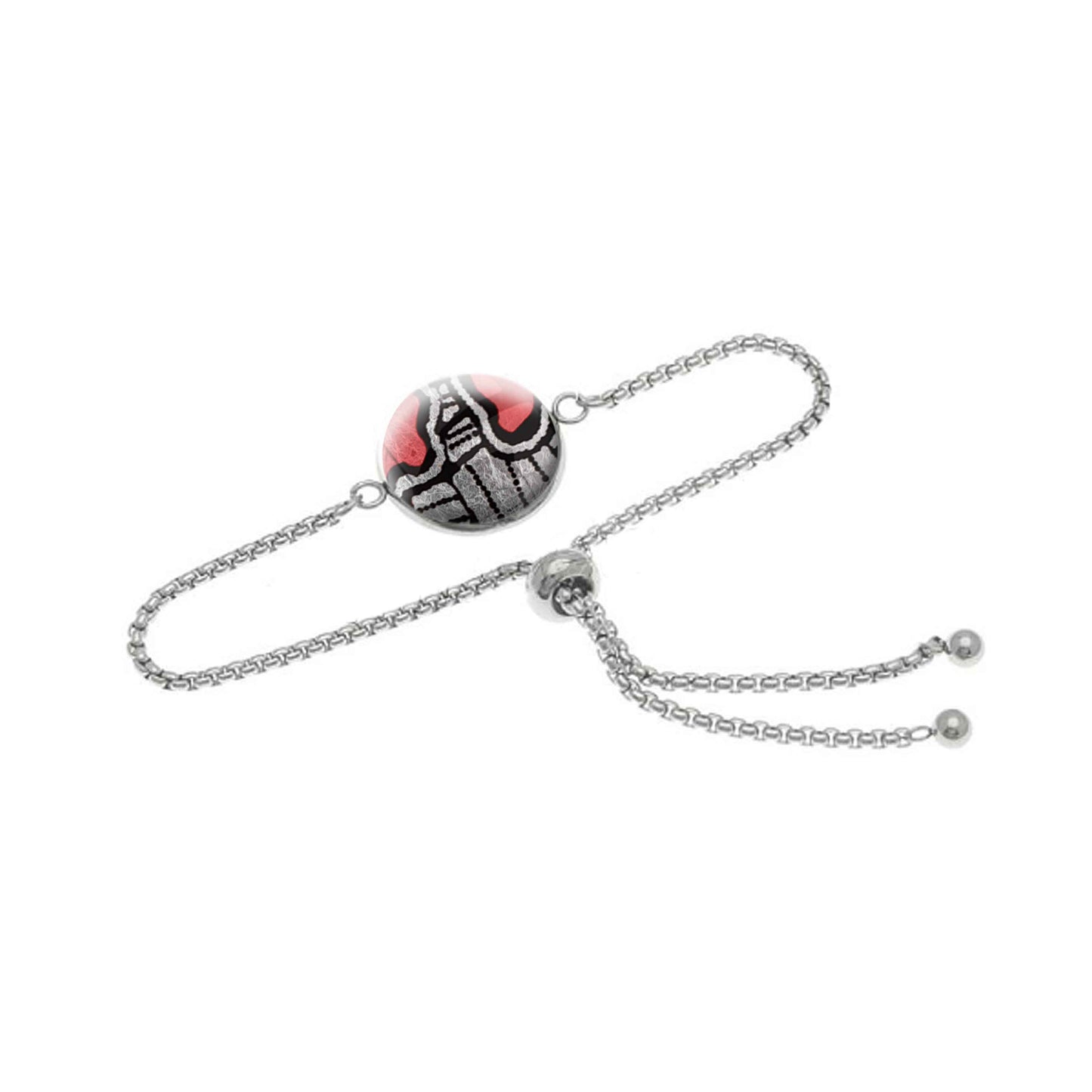AMELIA SILVER AND RED CHAIN BRACELET - B133
