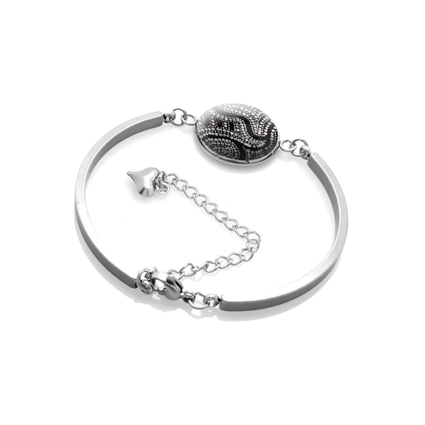 ATHENA BLACK AND WHITE DANGLE BANGLE - B112