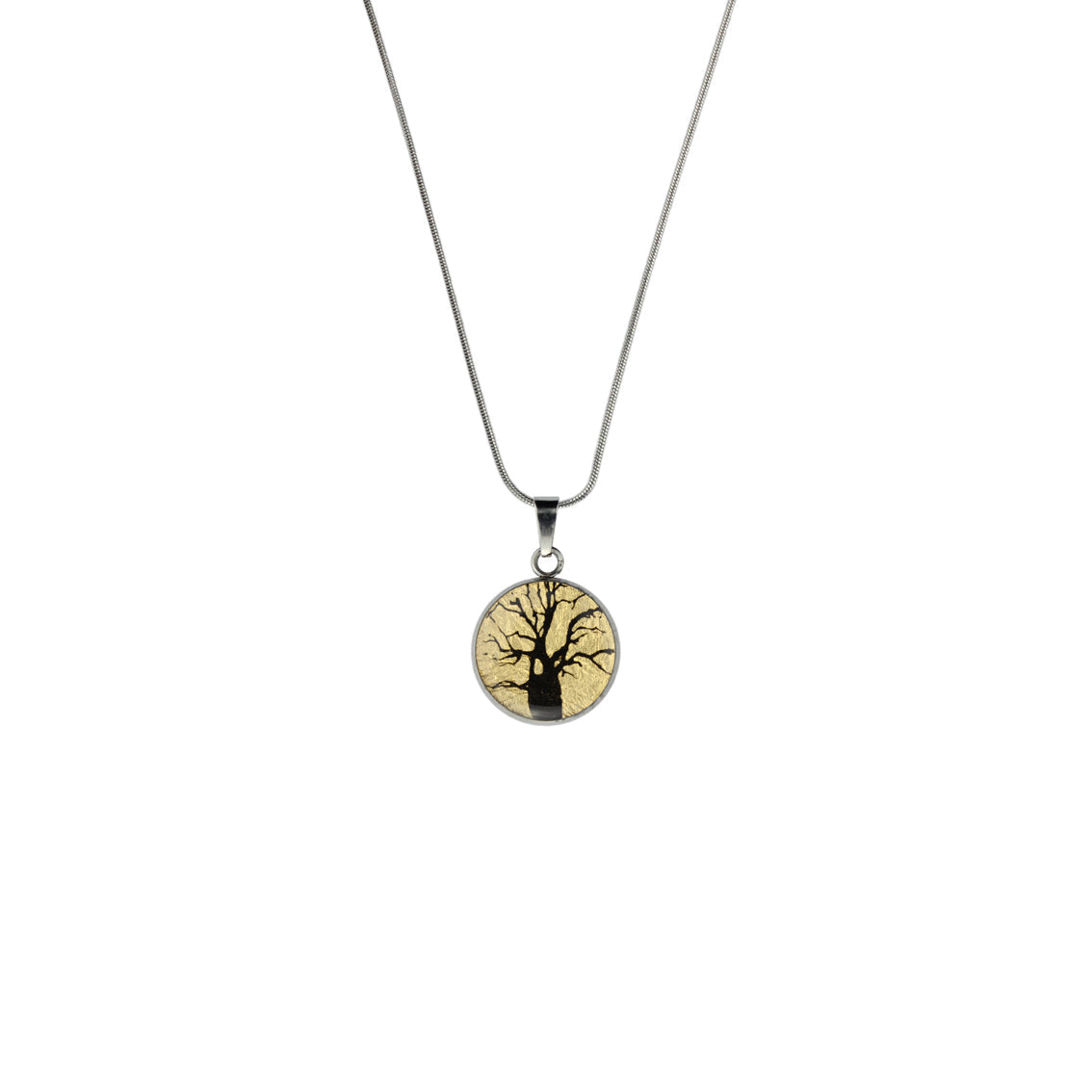 BOAB TREE XS CIRCLE PENDANT ON A CHAIN NECKLACE - M047S - on Satchel