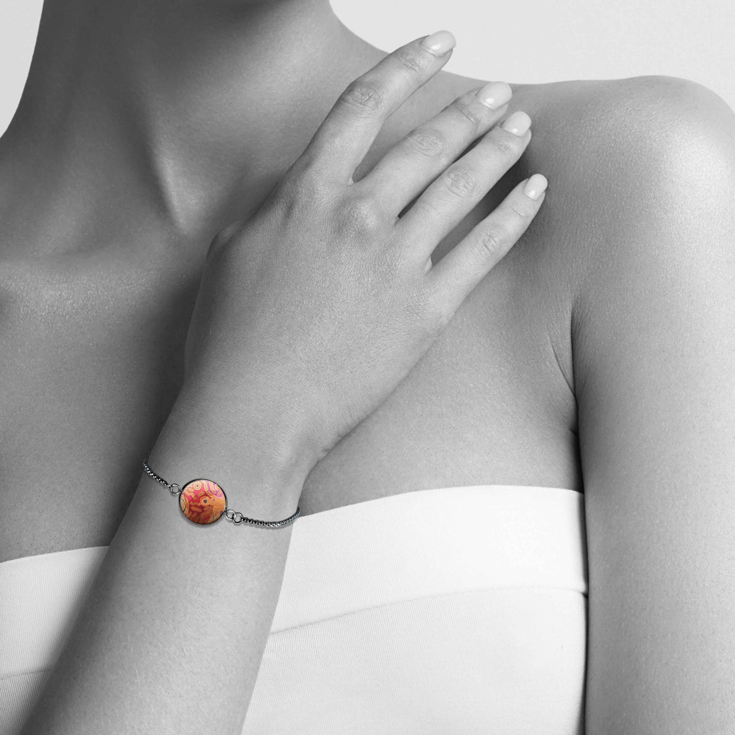 BESS CORAL PINK CHAIN BRACELET - B153