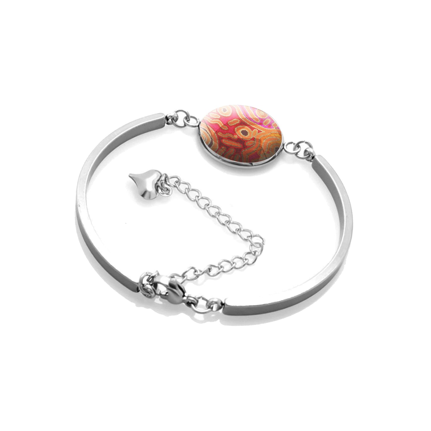 BESS CORAL PINK DANGLE BANGLE - B152