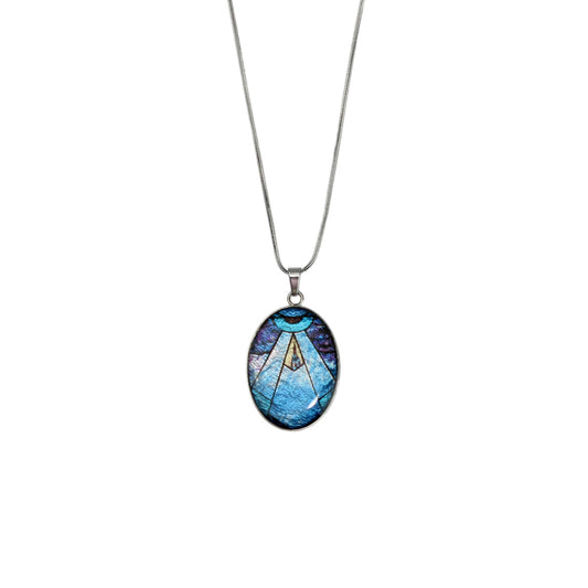 CICADAS ART DECO STYLE OVAL PENDANT ON A CHAIN NECKLACE - M027S - on Satchel