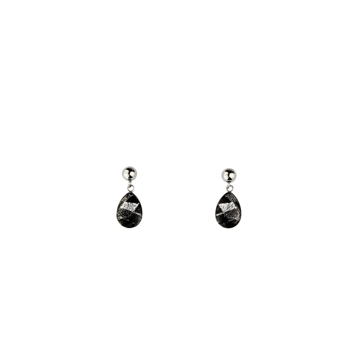 DANDLE DROP CORINNE SILVER AND BLACK EARRINGS - SD244S - on Satchel