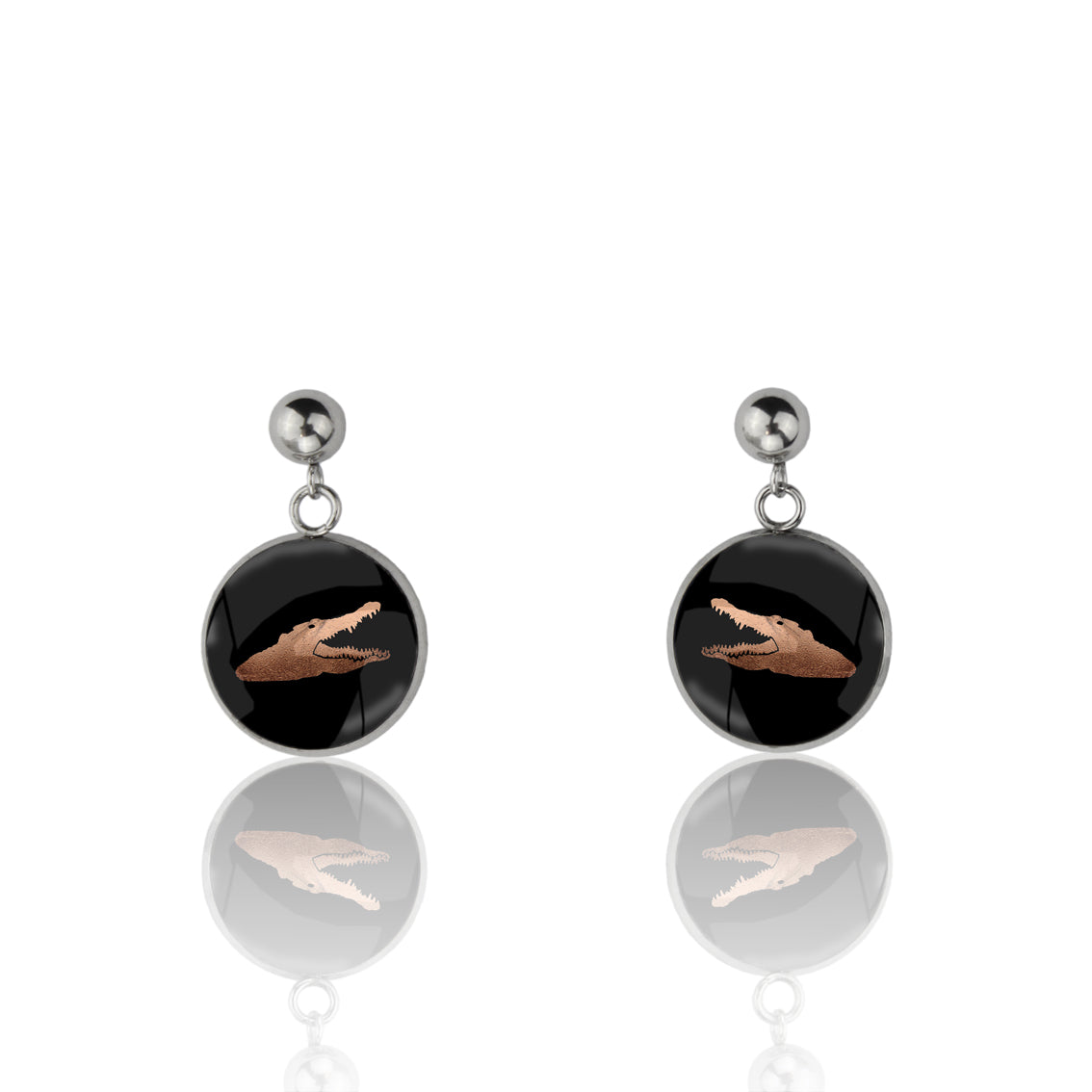CROCODILE DANGLE DROP CIRCLE EARRINGS - MFY191S - on Satchel