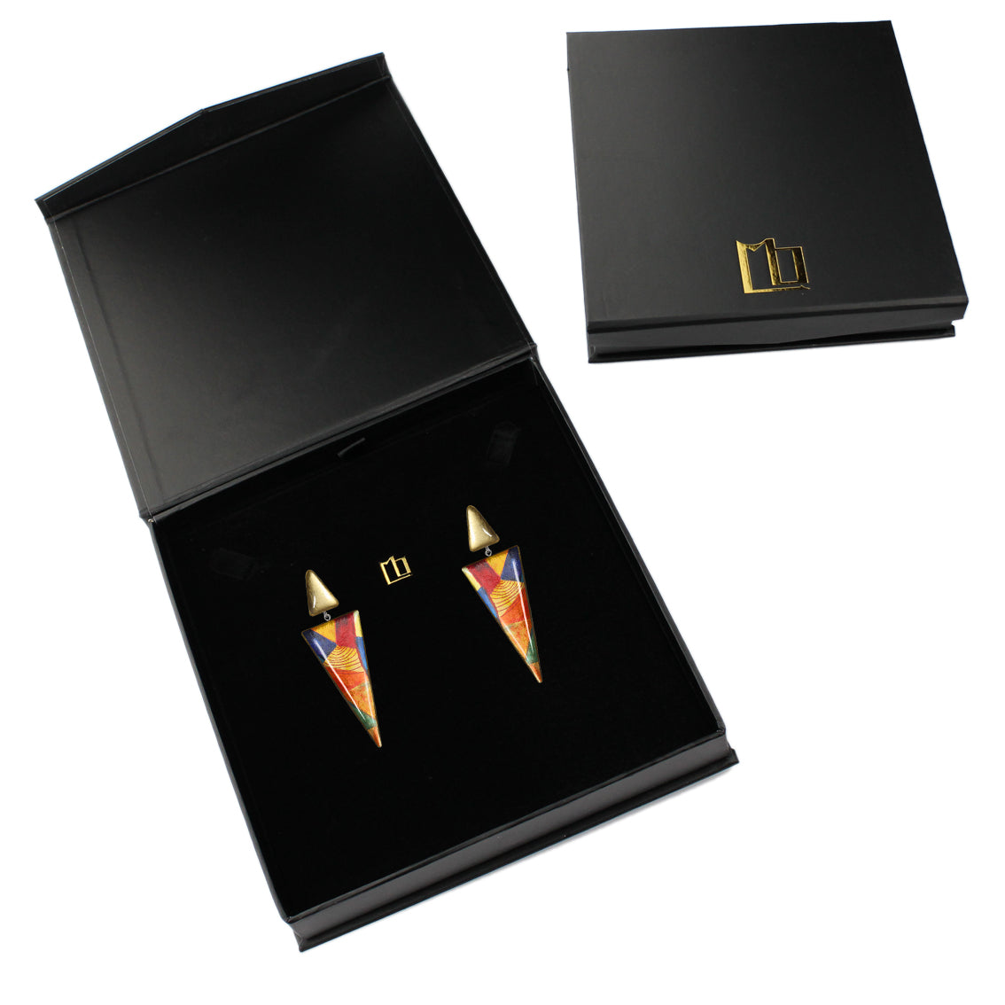 ENTRECHAT DOUBLE TRIANGLE STATEMENT EARRINGS - ST005