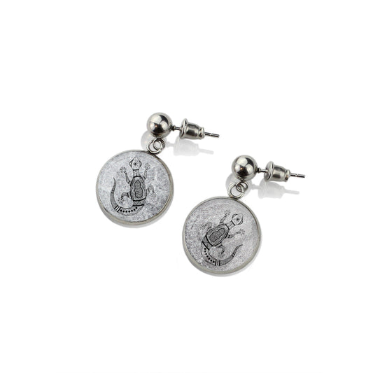 TROY LITTLE GECKO DANGLE DROP CIRCLE EARRINGS - SD460S - on Satchel