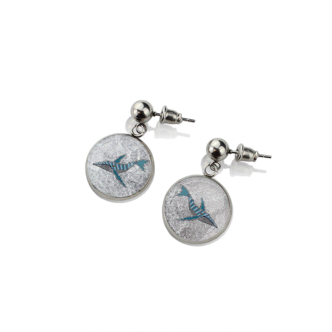 TROY LITTLE WHALE DANGLE DROP CIRCLE EARRINGS - SD445S - on Satchel