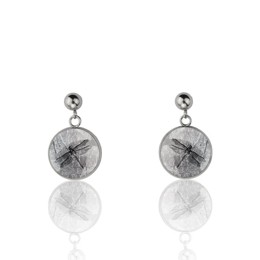 DRAGONFLY DANGLE DROP CIRCLE EARRINGS - MFY287S - on Satchel