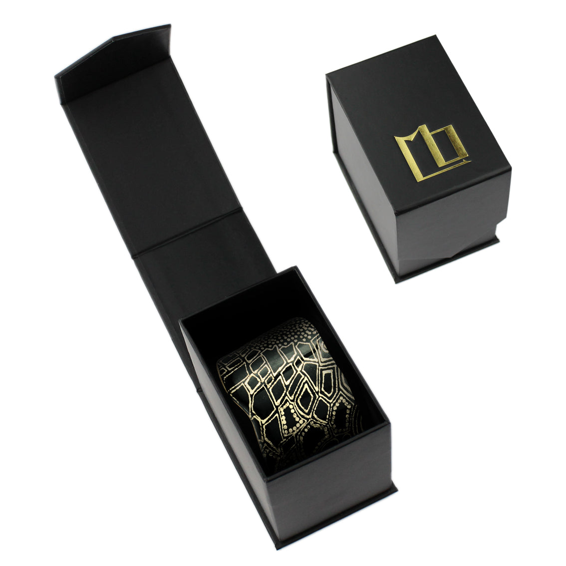 ELSIE GOLD AND BLACK ADJUSTABLE STATEMENT BRACELET - SD237