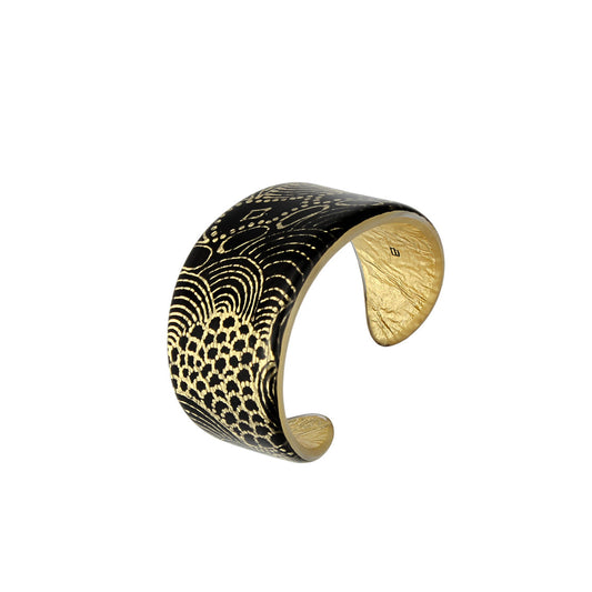 ELSIE GOLD AND BLACK ADJUSTABLE WIDE BRACELET - SD236