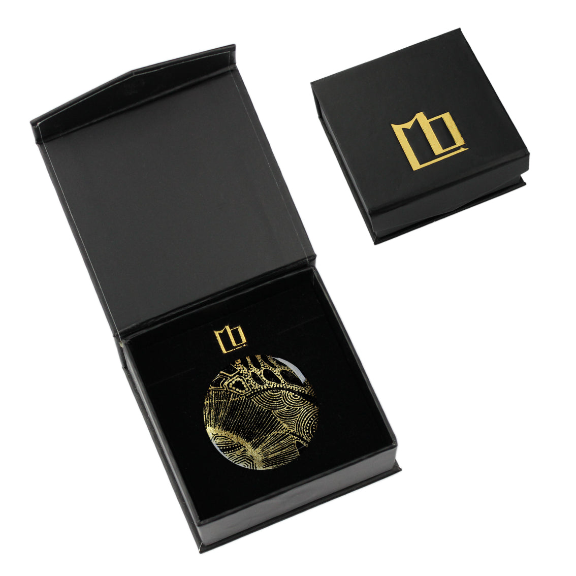 ELSIE GOLD AND BLACK STATEMENT ADJUSTABLE RING - SD238