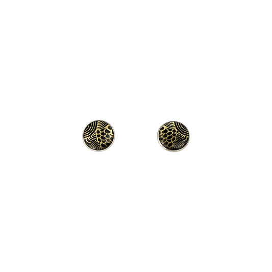 ELSIE GOLD AND BLACK STUD EARRINGS - SD213S - on Satchel